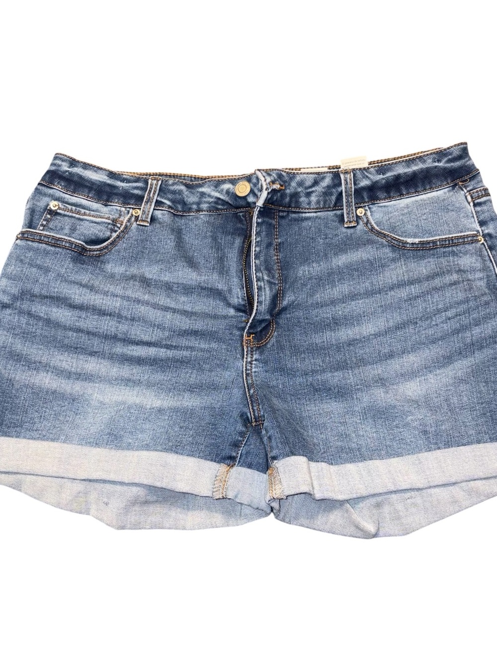 Time and Tru Light Blue Rolled-Hem Denim Shorts